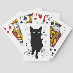 Jeu De Cartes Chat noir entouré de notes de musique chuchotantes