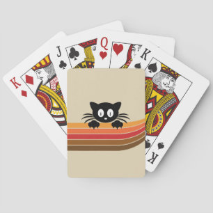 Jeu De Cartes Chat noir mignon avec rayures rétro