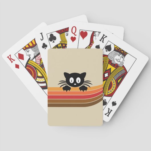 Jeu De Cartes Chat noir mignon avec rayures rétro (dos)