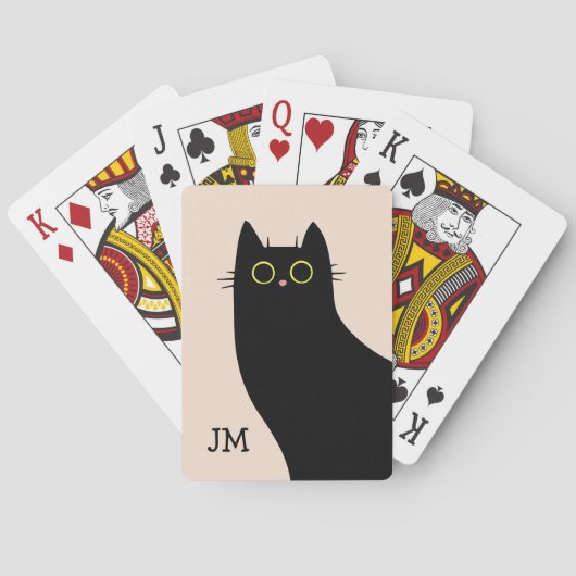 Jeu De Cartes Chat noir mignon dans le style Mid Century (dos)