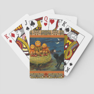 Jeu De Cartes Chat noir vintage Halloween Citrouille