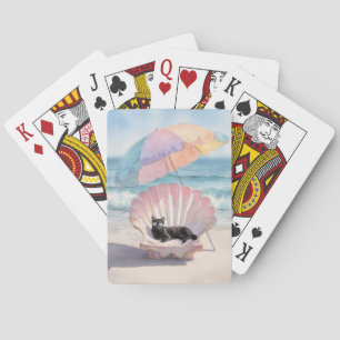 Jeu De Cartes Chat noir Whimsical en Coquille avec Parapluie Jou