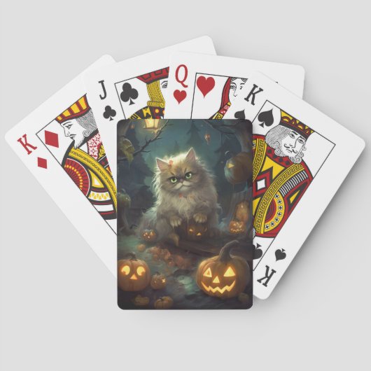 Jeu De Cartes Chat perse d'Halloween avec effroi Citrouille (dos)