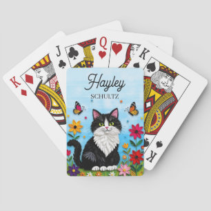 Jeu De Cartes Chat personnalisé, Fleurs et Papillons  