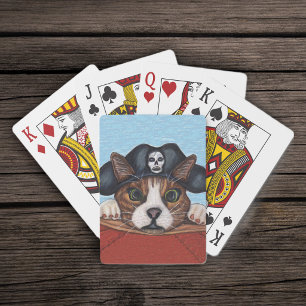 Jeu De Cartes Chat Pirate Mignon Surpris Brun Rayé