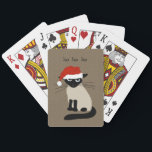 Jeu De Cartes Chat siamois drôle de Père Noël avec le texte fait<br><div class="desc">Siamese Cat Christmas Playing Cards. Funny cartoon of a Siamese cat wearing a Santa hat. "Ho Ho Ho" can be personalized with your own text. These playing cards make a great Christmas gift for kitty lovers. Visit Jenn’s Doodle World for even more products with this Siamese Santa design, as well...</div>