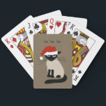 Jeu De Cartes Chat siamois drôle de Père Noël avec le texte fait<br><div class="desc">Siamese Cat Christmas Playing Cards. Funny cartoon of a Siamese cat wearing a Santa hat. "Ho Ho Ho" can be personalized with your own text. These playing cards make a great Christmas gift for kitty lovers. Visit Jenn’s Doodle World for even more products with this Siamese Santa design, as well...</div>