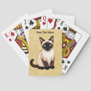 Jeu De Cartes Chat Siamois Sur Vieux Papier