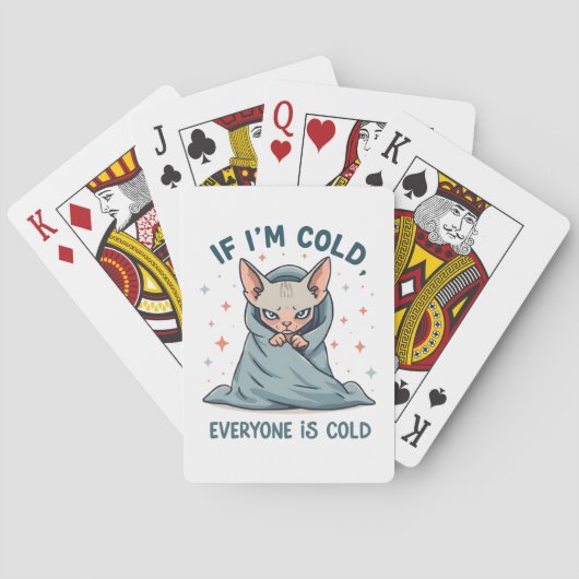 Jeu De Cartes Chat Sphynx Grincheux Design de Dessin Animé Humou (dos)