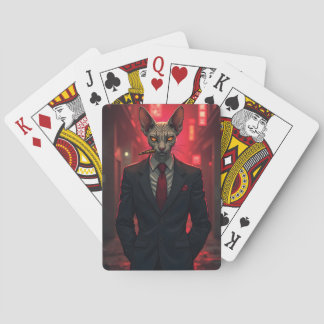 Jeu De Cartes Chat Sphynx Neon Noir dans le style Mafia