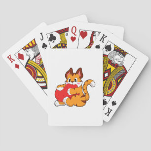Jeu De Cartes Chat tigre à l'amour avec coeur.PNG