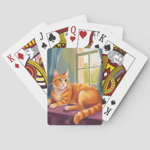 Jeu De Cartes Chat tigré orange Peinture aquarelle d'animal de