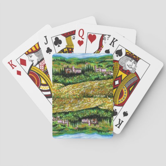 JEU DE CARTES CHÂTEAUX EN CHIANTI PAYSAGE, CHAMPS DE FLEURS JAUN (dos)