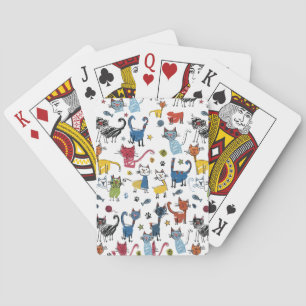 Jeu De Cartes Chats colorés vibrants dessinés à la main Kitten