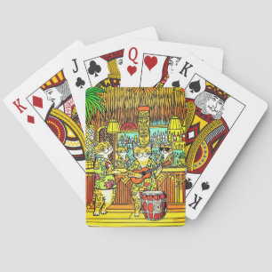 Jeu De Cartes Chats en vacances sur une île dans un bar Tiki
