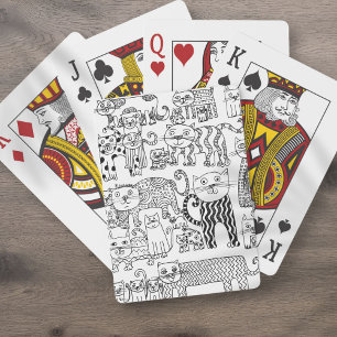 Jeu De Cartes Chats fantaisistes amusants motif noir et blanc