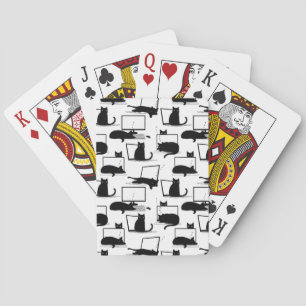 Jeu De Cartes Chats noirs assis sur des ordinateurs portables Mo