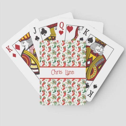 Jeu De Cartes Chaussettes de Noël Vertes et Rouges (dos)