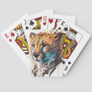 Jeu De Cartes Cheetah Portrait Animal Peinture Faune Extérieur