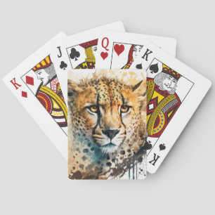 Jeu De Cartes Cheetah Portrait Animal Peinture Faune Extérieur