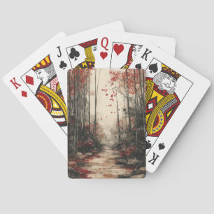 Jeu De Cartes Chemin de bambou d'automne lavis à l'encre