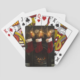 Jeu De Cartes Cheminée avec les bas de Noël