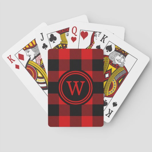 Jeu De Cartes Chèque de Buffle Noir Rouge Plaid 1IR#2 (dos)