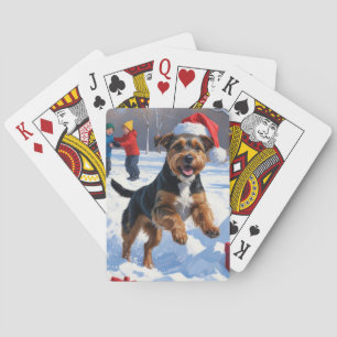Jeu De Cartes Chesapeake Bay Retriever Neige avec Chapeau de Noë
