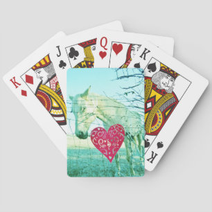 Jeu De Cartes Cheval Blanc Coeur Rouge Saint Valentin