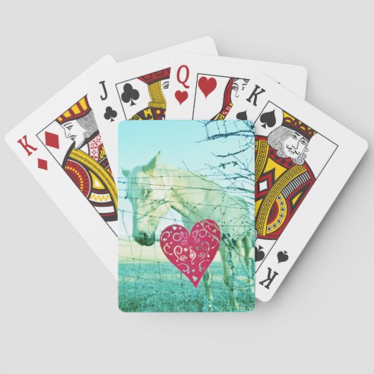 Jeu De Cartes Cheval Blanc Coeur Rouge Saint Valentin (dos)