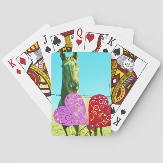Jeu De Cartes Cheval blond et Coeurs rose et rouge (dos)