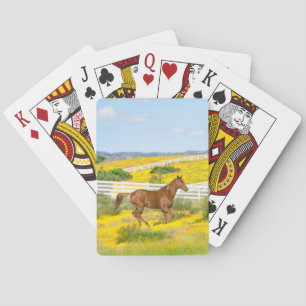 Jeu De Cartes Cheval Brown en course sur le terrain Jouer des ca