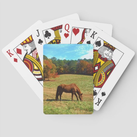 Jeu De Cartes Cheval Brown rouge, ciel bleu Turquoise (dos)
