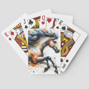 Jeu De Cartes Cheval courant à l'aquarelle abstraite