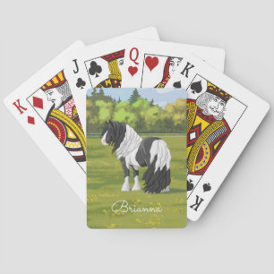 Jeu De Cartes Cheval d'équipage du Pinto noir Piebald Gypsy Vann