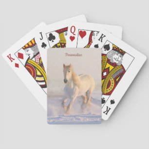 Jeu De Cartes Cheval d'étalon blanc en neige d'hiver Personnalis
