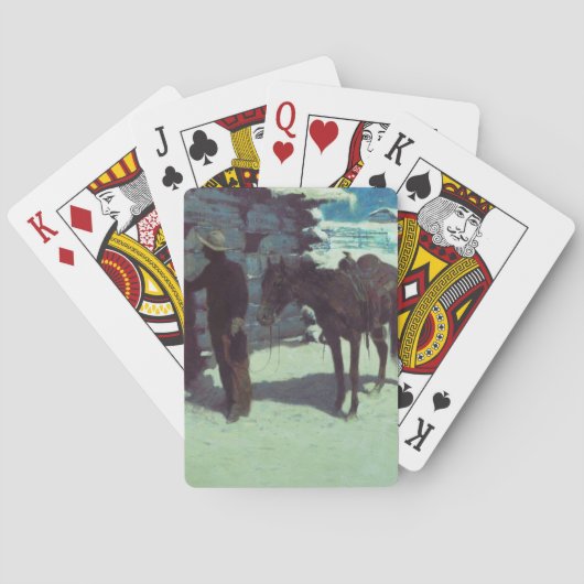 Jeu De Cartes Cheval et Cowboy neige hivernale (dos)