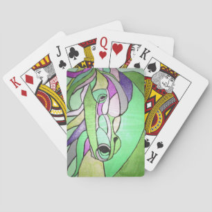 Jeu De Cartes Cheval métallique en Green Playing Cards