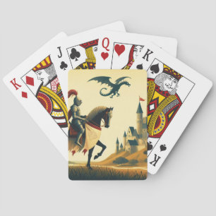 Jeu De Cartes Chevalier médiéval/dragon/château fantastique