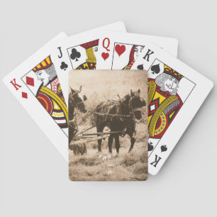 Jeu De Cartes Chevaux Amish Travailler Sepia
