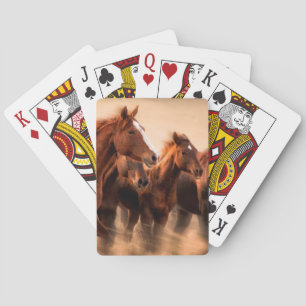 Jeu De Cartes Chevaux au galop, flou et crinières volantes