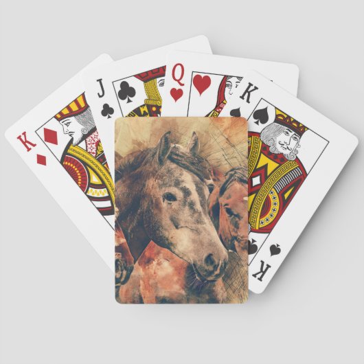 Jeu De Cartes Chevaux Peinture d'aquarelle artistique (dos)