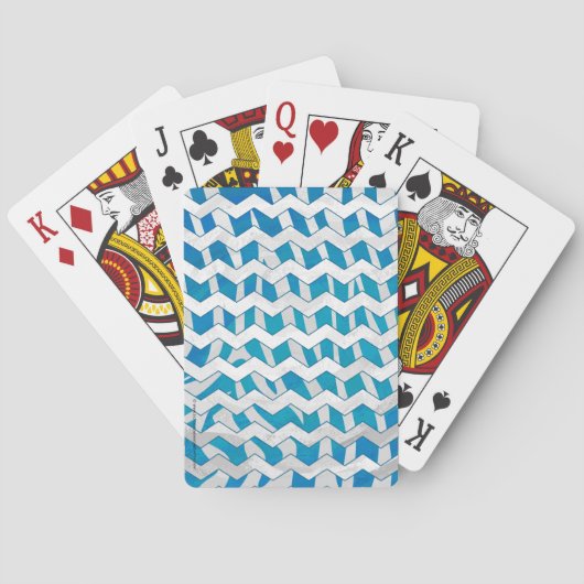 Jeu De Cartes Chevron bleu et blanc Zebra (dos)