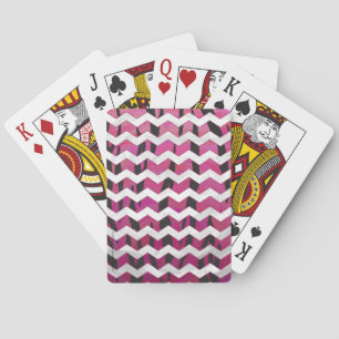 Jeu De Cartes Chevron Tiger rose chaud et noir