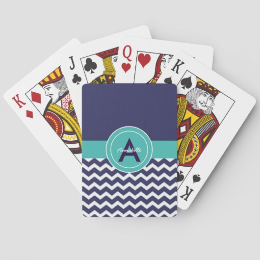 Jeu De Cartes Chevron turquoise bleu-foncé (dos)