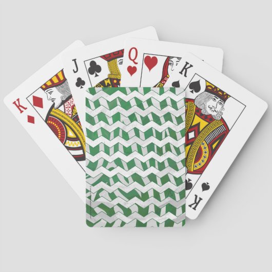 Jeu De Cartes Chevron Zebra Green et White Print (dos)