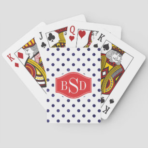 Jeu De Cartes Chic bleu et blanc motif monogramme
