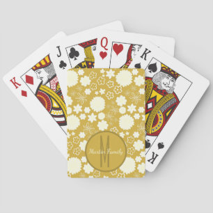 JEU DE CARTES CHIC ELEGANT GOLD CREAM FLOWER FAMILLE MONOGRAM
