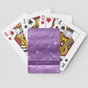 Jeu De Cartes Chic Luxe Motif Paillettes Violet Argent Personnal