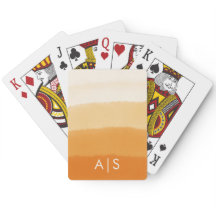 Chic Monogramme Aquarelle Citrouille Orange Ombre
